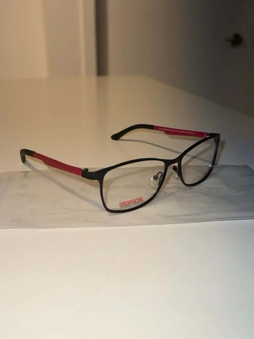 Unofficial UNOF0145 BP00 Black Red Oval Eyeglasses Frames